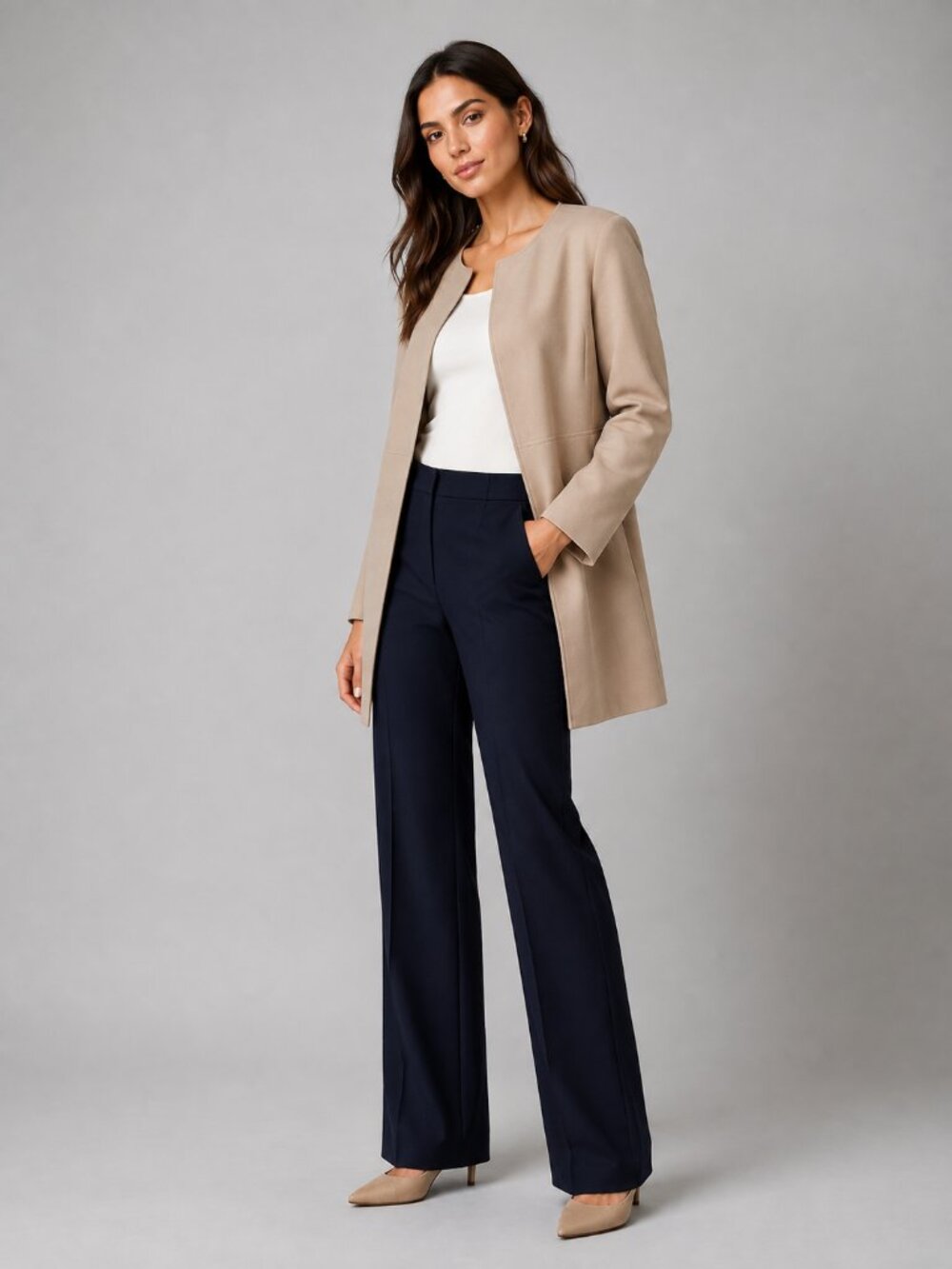 NWT Chico's Plush Knit Open-Front Collarless Car Coat Size M